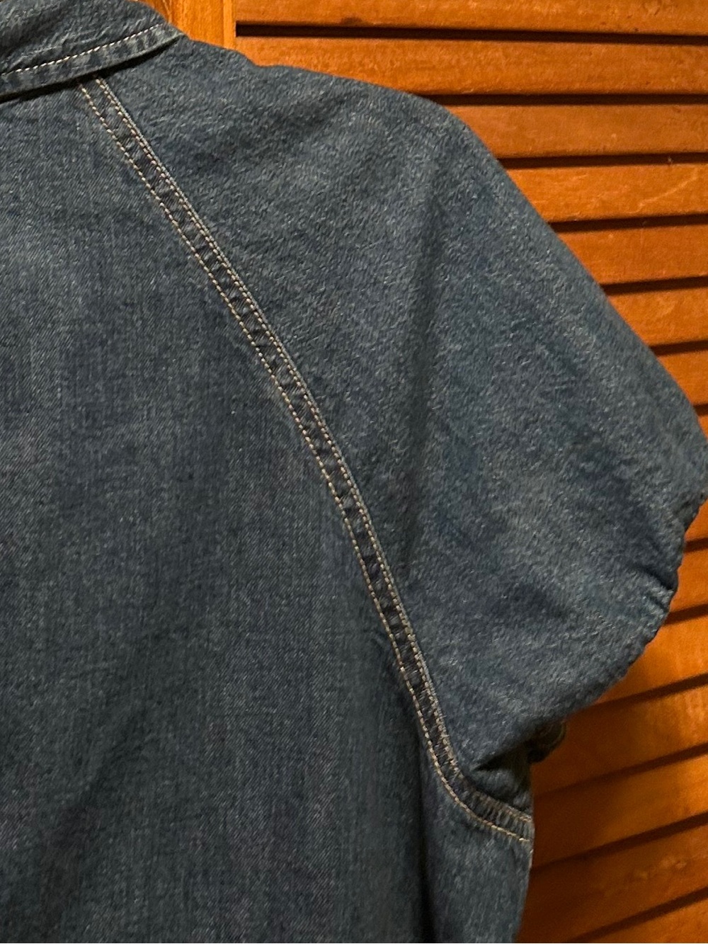 GAP Dark Blue Short Sleeve Denim Button Front Shirt - Picture 11 of 13